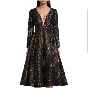 Mac Duggal Sequin Embroidered A-Line Dress